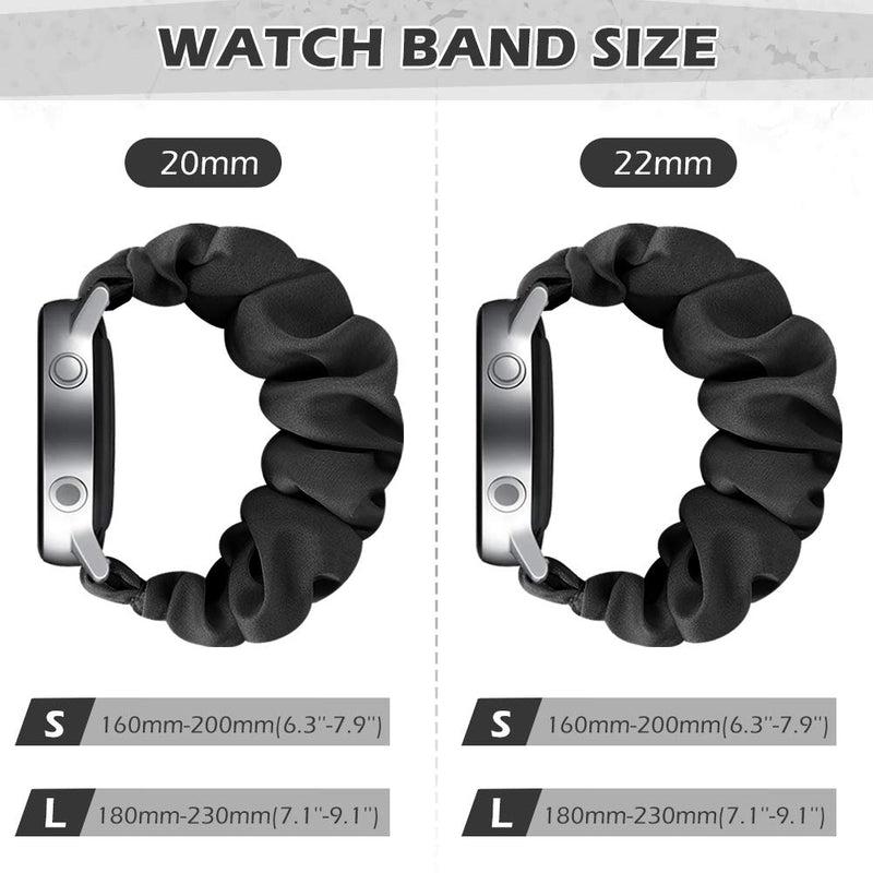 [Australia - AusPower] - AordKing Scrunchie Watch Band 22mm，3 Packs Compatible Fancy Classic Print Replacement Wristbands for Samsung Gear S3 Classic/Frontier Smartwatch(22mm L) 3 PACK-Black-Red-Blue 22mm-L (fits 6.3-7.9 inches wrist) 