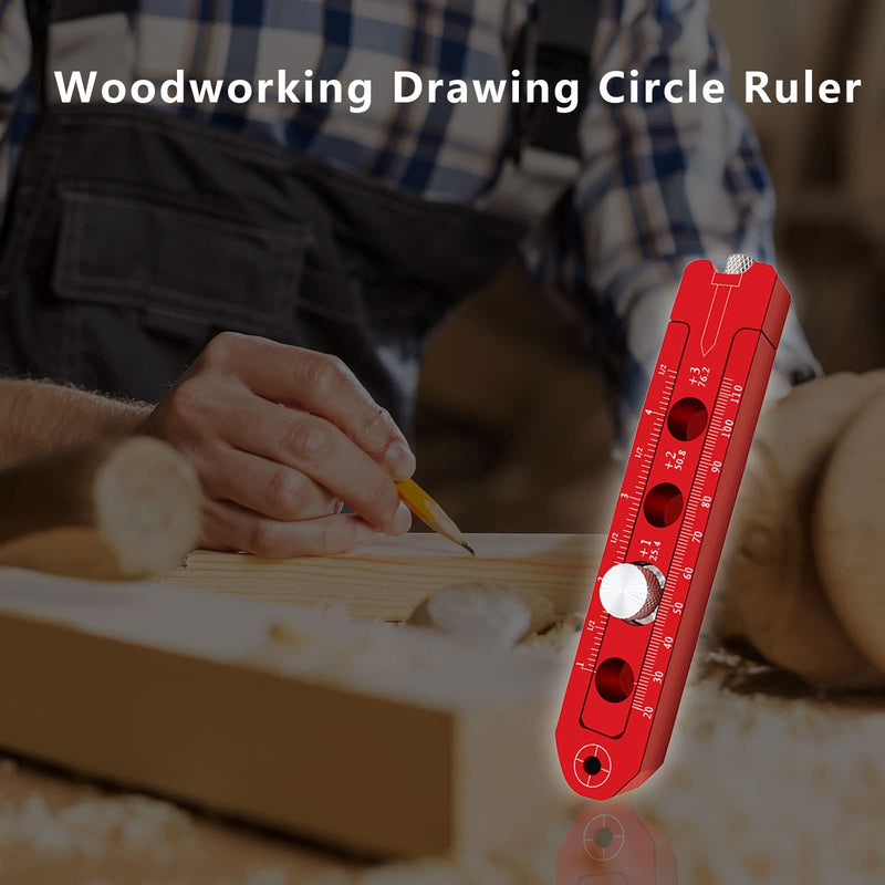 [Australia - AusPower] - Aluminum Alloy Woodworking Compass Scriber,Adjustable Metric/Inch Round Drawing Arc Circle Ruler Marking Gauge Measurement Tools (165mm) 