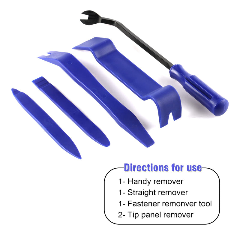 [Australia - AusPower] - LivTee 5 pcs Auto Trim Removal Tool Kit, Interior Door Panel Clip Fastener Removal Set for Vehicle Dash Radio Audio Installer (Blue) Blue 