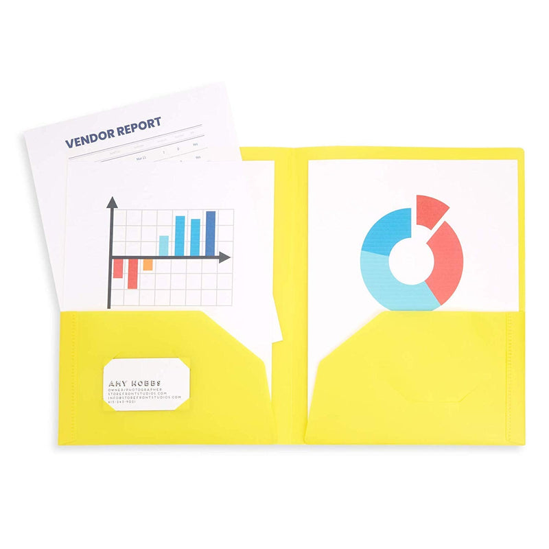 [Australia - AusPower] - 6 Pack Multicolor Plastic Two Pocket Folders, Plastic Folders with 2 Pockets and Business Card Slot, 2 Pocket Plastic Folders for School, Home, and Work, 6 Pack Plastic Folders 