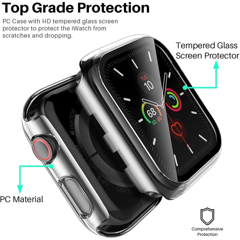 [Australia - AusPower] - HANKN 2 Pack 38mm Clear Case Compatible with Apple Watch Series 3 2 1 38mm Tempered Glass Screen Protector Case, Full Coverage Hard Pc Shockproof Iwatch Cover Bumper (Clear+Clear, 38mm) Clear+Clear 38 mm 