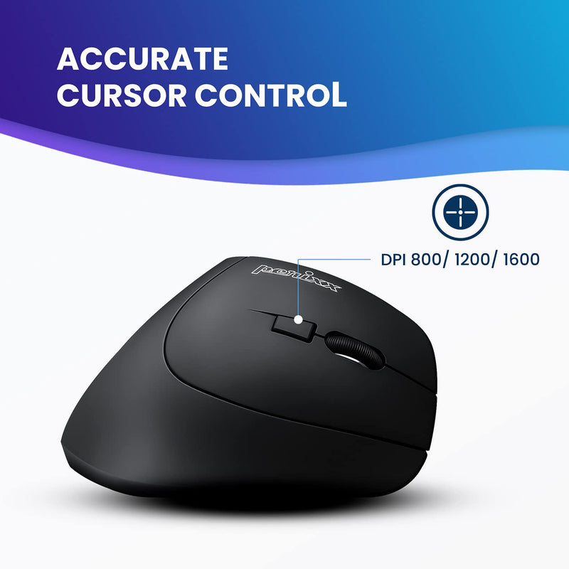 [Australia - AusPower] - Perixx PERIMICE-715II Wireless Ergonomic Vertical Mouse - 2.4 G - 800/1200/1600 DPI - Right Handed Natural Ergonomic Vertical Design 
