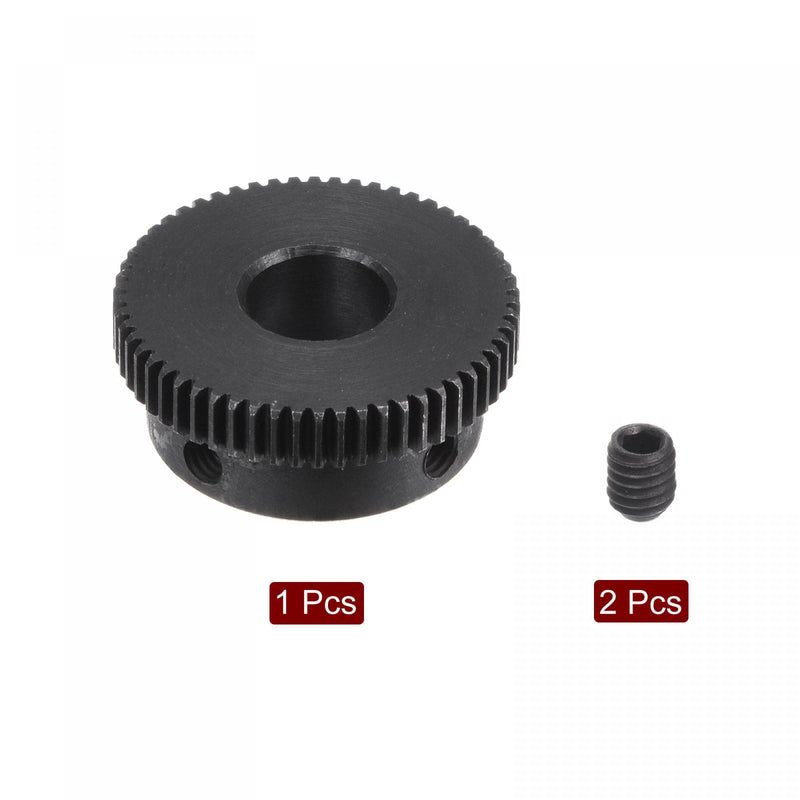 [Australia - AusPower] - uxcell Pinion Gear Set, 45# Carbon Steel Motor Rack Spur Gear with Step Black, 0.5 Mod 58T 10mm Bore 30mm Outer Dia, M4 Set Screws Included 