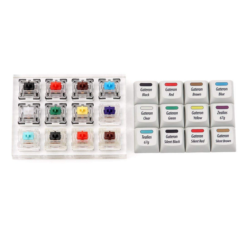 [Australia - AusPower] - Max Keyboard Gateron + Zealios + Tealios Key Switch 12-Key Tester Kit (Printed PBT Keycap with Key Switch Color Printed) 