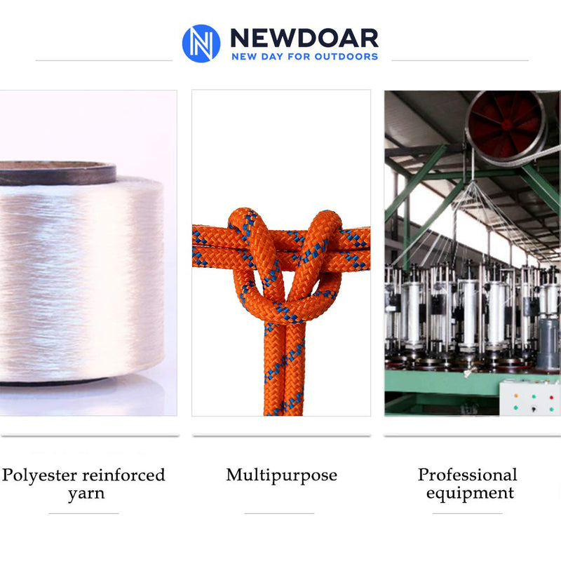 [Australia - AusPower] - NewDoar 8mm (5/16in) Accessory Cord Rope CE 21KN Double Braid Pre Cut for Outdoor Survival, Mountaineering, Prusik,Hauling Dragginge Black,8mm 20FT(6M) 