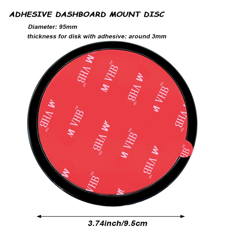 [Australia - AusPower] - 4 Pack 95mm Adhesive Dashboard Pad Mounting Disk, 3.74" Universal Suction Cup Mounting Disc for Suction Cup Phone Holder Mount Garmin GPS Magellan Sat Nav Dash Cam Bracket Stand Stick, Black 