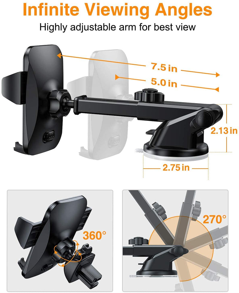 [Australia - AusPower] - VANMASS Universal Cell Phone Car Mount, 【Grandmaster Full Sillicone & Phone Protection】 with Patent & Safety Certs, Upgraded Handsfree Cell Phone Holder for Car Dash Window Vent, Compatible All Phone Dark Gray 