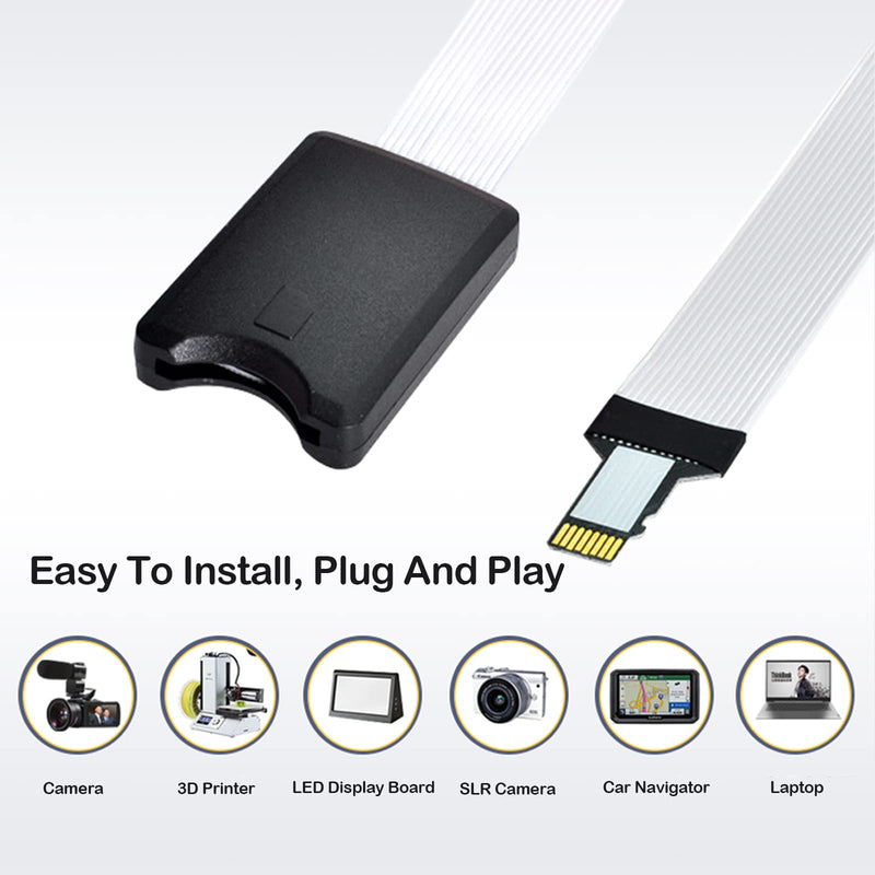 [Australia - AusPower] - ASHATA Micro SD to Micro SD Card Extension Cable Adapter Flexible Extender with Case, TF to TF Extender Cable for 3D Printer/Car/GPS/Camera/DVD/DVR/LED Display Board (48 cm) 48CM 