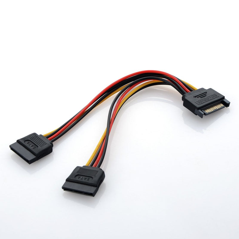 [Australia - AusPower] - TRADERPLUS 2Pcs 15 Pin SATA to Dual SATA Power Y Splitter Cable for Hard Drive HDD SSD 8 Inch 