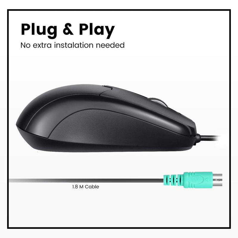 [Australia - AusPower] - Perixx Perimice-209 P, Wired PS2 Mouse with 1000 DPI Resolution, Black, (10442) 