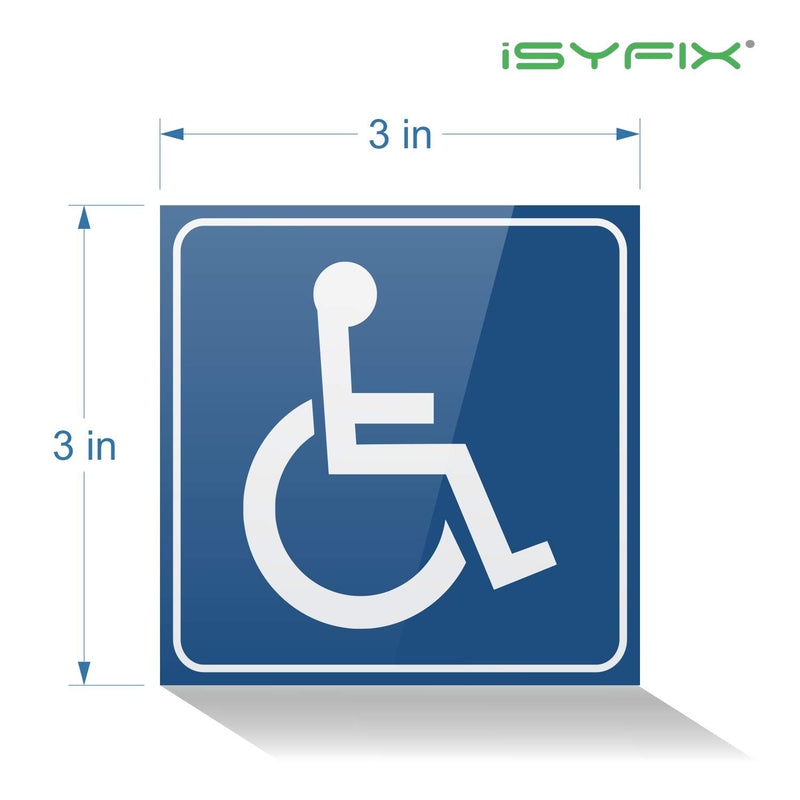 [Australia - AusPower] - iSYFIX Handicap Signs Stickers Decal Symbol - 4 pack, 3x3 inch - Disable Wheelchair Sign, Disability Sticker, Premium Self-Adhesive Vinyl, Laminated, Indoor & Outdoor Small Dark Blue 