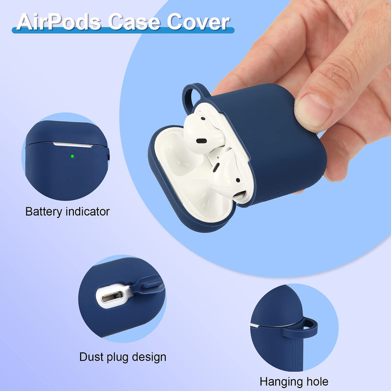 [Australia - AusPower] - 12 Pieces Headphone Silicone Protective Cases Cover with Keychain Accessories Compatible with Airpods 2 and 1 Wireless Charging Cases, Front LED Visible 