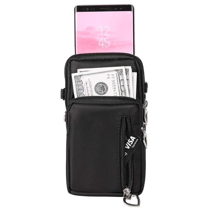 [Australia - AusPower] - Small Crossbody Bag Case Cell Phone Shoulder Purse Wallet Armband for iPhone 11 13 Galaxy S21 FE S22 S20 S10 Plus A51 Pixel 6 Black 