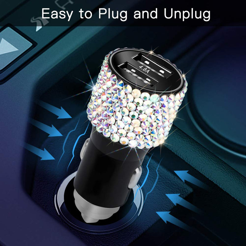 [Australia - AusPower] - Otostar Dual USB Car Charger, 4.8A Output, Bling Crystal Diamond Car Decorations Accessories Fast Charging Adapter for iPhones Android iOS, Samsung Galaxy, LG, Nexus, HTC (AB) AB 