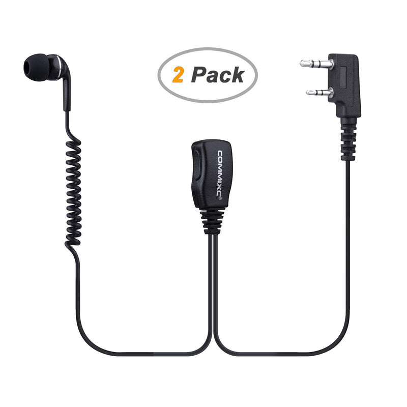 [Australia - AusPower] - COMMIXC (2 Pack) Walkie Talkie Headset, 3.5mm/2.5mm 2-Pin in-Ear Walkie Talkie Earpiece with PTT Mic, Compatible with Kenwood Bao Feng Two-Way Radios 