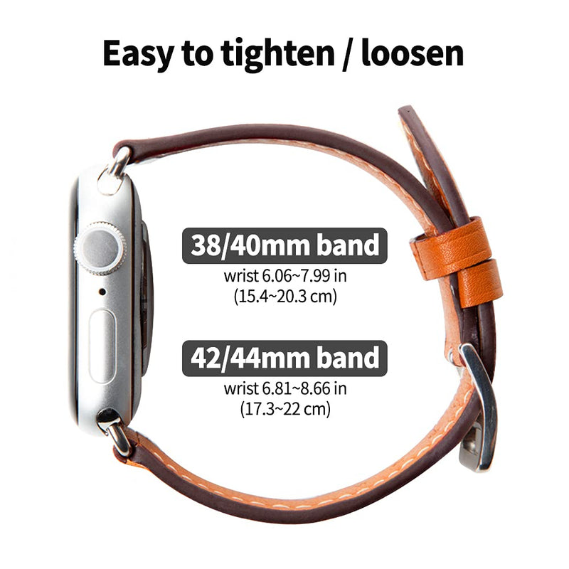 [Australia - AusPower] - iMall Leather Bands Compatible with Apple Watch Band 38mm 40mm 41mm 42mm 44mm 45mm, Leather Replacement Smart Watch Strap Compatible for iWatch Series 7 6 5 4 3 2 1,SE Orange 38/40/41 