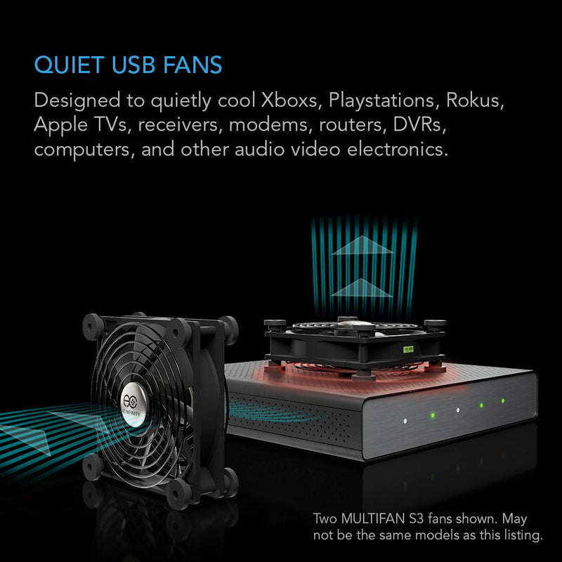 [Australia - AusPower] - AC Infinity MULTIFAN S7, Quiet Dual 120mm USB Fan, UL-Certified for Receiver DVR Playstation Xbox Computer Cabinet Cooling 