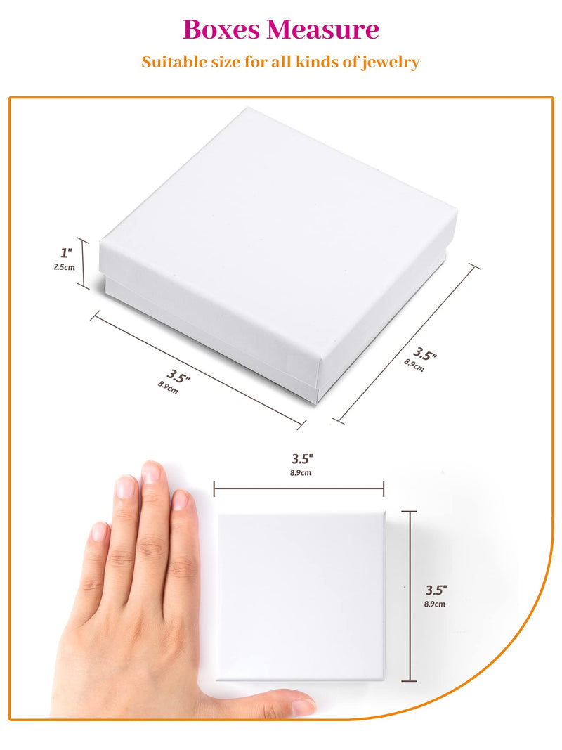 [Australia - AusPower] - MESHA Cardboard Jewelry Gift Boxes for shipping, Small Gift boxes for Necklace Ring Bracelet Earring Cotton Filled Jewlery Box with Lids, White 3.5x3.5x1" Inch, 20 Pieces 3.5x3.5x1 Inch (Pack of 20) 