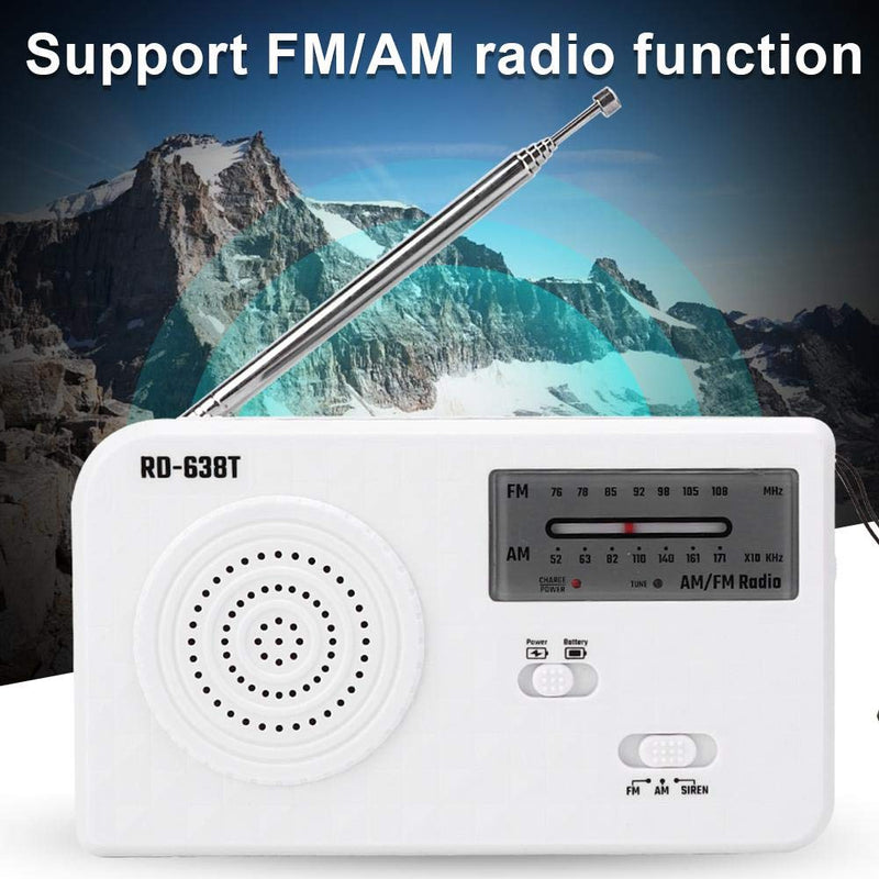 [Australia - AusPower] - ciciglow Portable Solar Hand Crank AM FM Radio, Outdoor Emergency Radio with LED Flashlight, Smartphone Charger, White 