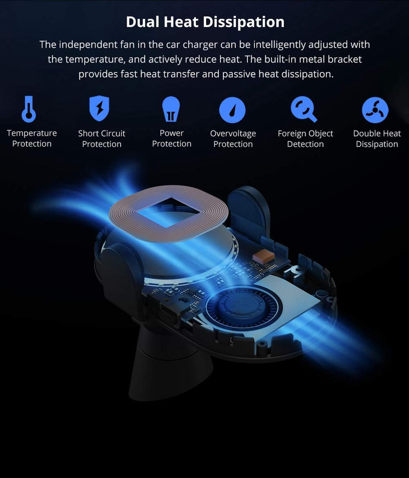 [Australia - AusPower] - Xiaomi Infrared Sensor Wireless Car Charger Electric Auto Pinch Ring Lit Charging 