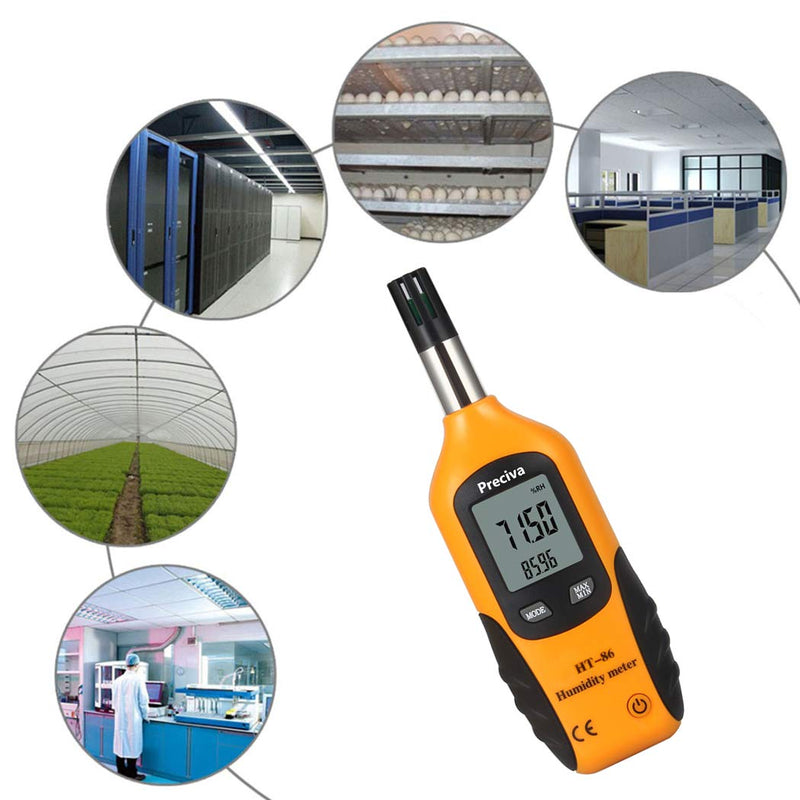[Australia - AusPower] - Preciva Digital Psychrometer Thermo-Hygrometer, LCD Mini Temperature and Humidity Meter with Dew Point and Wet Bulb Temperature Hygrometer for Industry, Agriculture, Meteorology (9V Battery Included) 