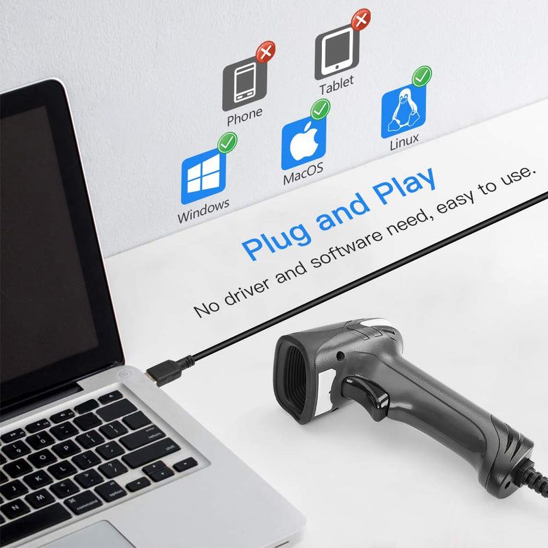 [Australia - AusPower] - Eyoyo USB QR 2D Barcode Scanner, Handheld Wired Bar Code Reader PDF417 Data Matrix for Mobile Payment, Pos System, Supermarket Inventory Management, Plug and Play, Extra Long USB Cable 