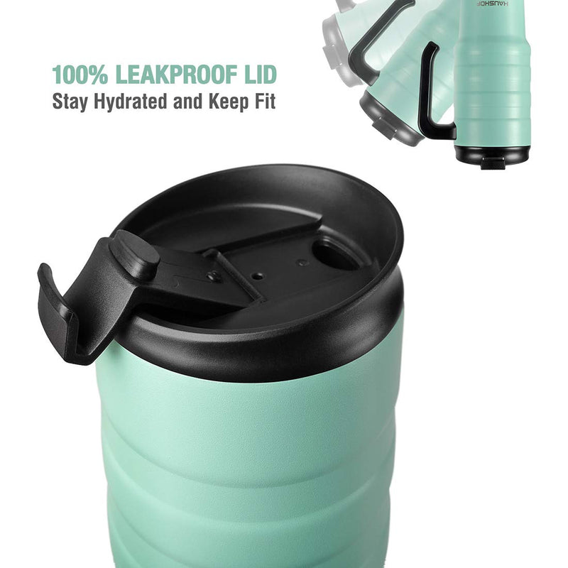 [Australia - AusPower] - HAUSHOF 24 oz Travel Mug, Stainless Double Wall Vacuum Insulated Tumbler with Handle & Spill Proof Twist On Flip Lid and Wide Mouth, BPA Free Seafoam Green 