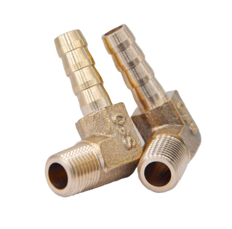 [Australia - AusPower] - HZFJ 2pcs Brass Hose Fitting,90 Degree Elbow 1/4" Hose Barb x1/8" NPT Barbed Pipe Fitting,Water/Fuel/Air Hose Connector 