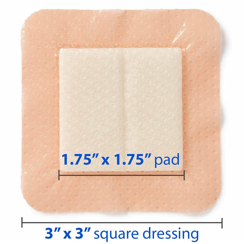 [Australia - AusPower] - Medline Optifoam Gentle EX Bordered Foam Adhesive Dressing, 3" x 3" Square (10 Count) 3" X 3" Box 