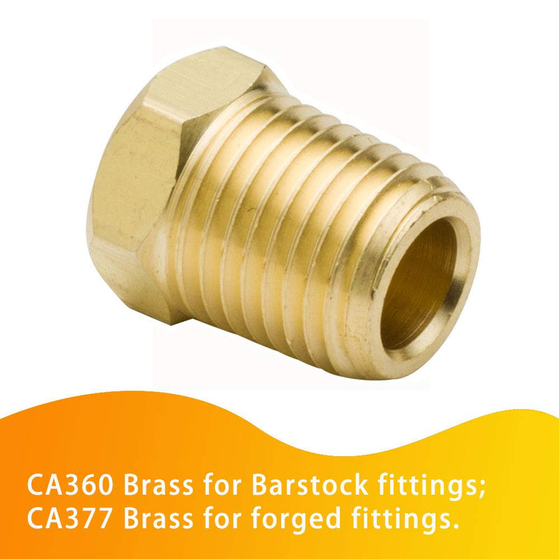 [Australia - AusPower] - Legines Brass Pipe Fitting Hex Head Plug, 3/8" NPT Male 1200psi High Pressure (Pack of 2) 3152*C 