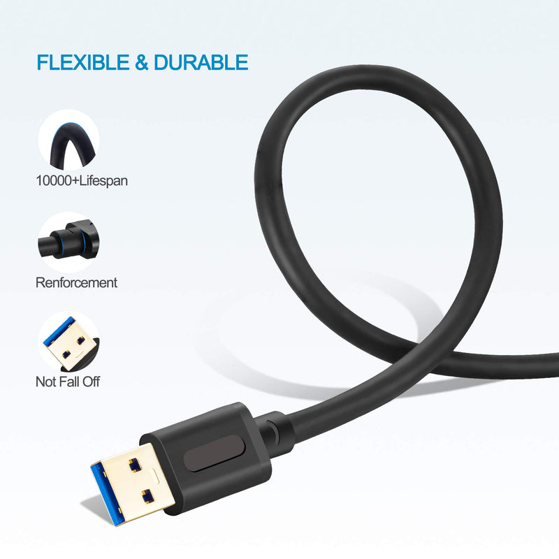 [Australia - AusPower] - USB 3.0 A to A Male Cable 15Ft,USB to USB Cable USB Male to Male Cable USB Cord with Gold-Plated Connector for Hard Drive Enclosures, DVD Player, Laptop Cooler (15Ft/5M) 15 Ft 