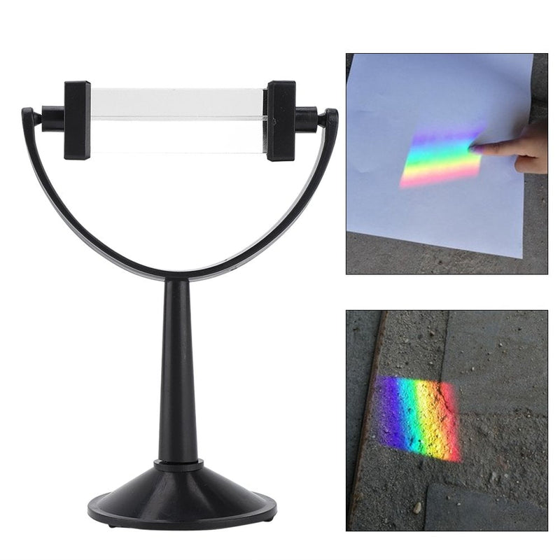 [Australia - AusPower] - Optical Glass Triangular Prism with Stand for Teaching Light Spectrum Physics and Photo Photography Prism 