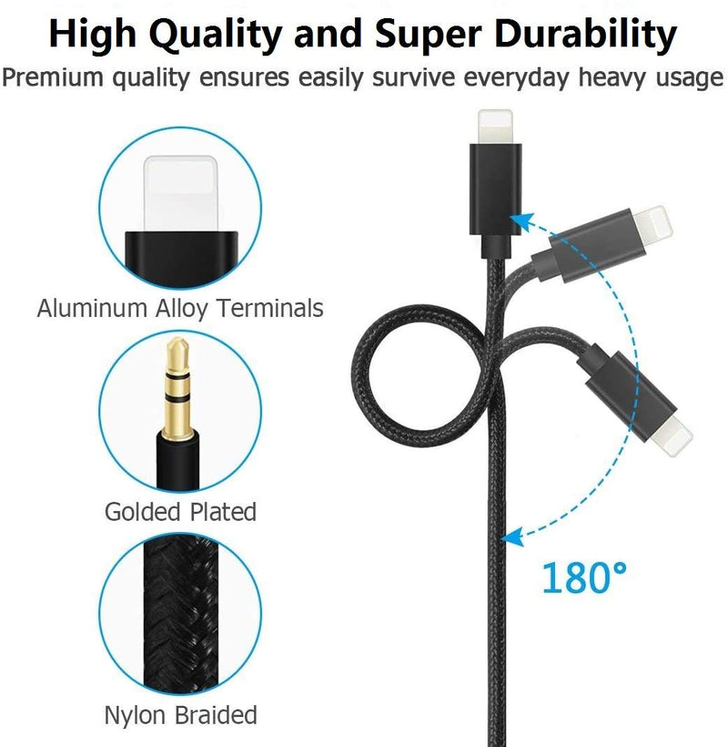 [Australia - AusPower] - [Apple MFi Certified] iPhone Aux Cord for Car, Lightning to 3.5mm Headphones Jack Adapter Aux Audio Nylon Braided Cable for iPhone 13 12 11 XR XS X 8 7 iPad to Car/Home Stereo, Speaker, Headphone 