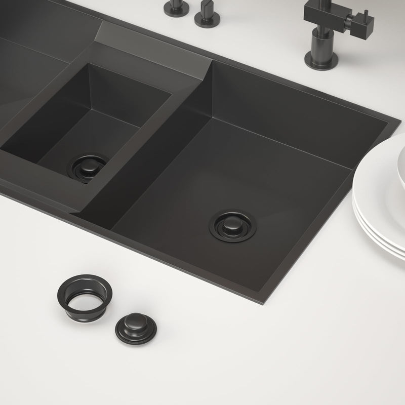 [Australia - AusPower] - Kitchen Sink Garbage Disposal Flange and Sink Stopper,fit Stainless Steel 3-1/2 inch Standard Sink Drain Opening Kitchen Sink Replacement Accessories (Black) Black 