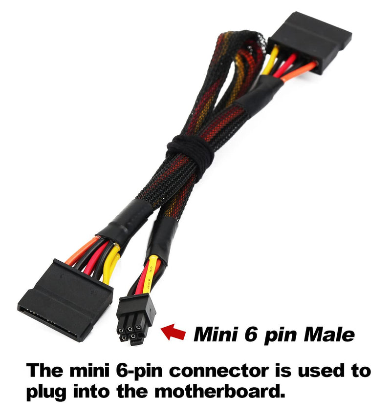 [Australia - AusPower] - Mini 6Pin to 15Pin X2 Power Cable Cord for DELL Vostro 3650 3653 3655 Desktop Computer HDD SSD Expansion Cable（1pack） 