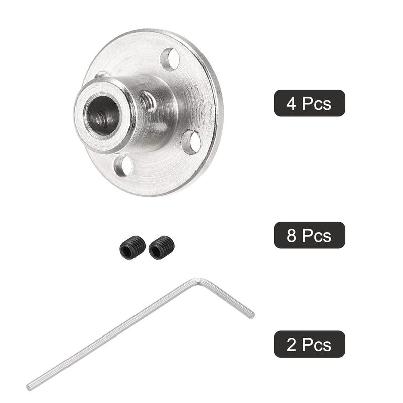 [Australia - AusPower] - MECCANIXITY 4pcs 5mm Flange Coupling Connector, Shaft Axis Fittings for DIY RC Model Motors, with 8pcs Fastening Screw 2pcs M1.5 Hex Wrench 