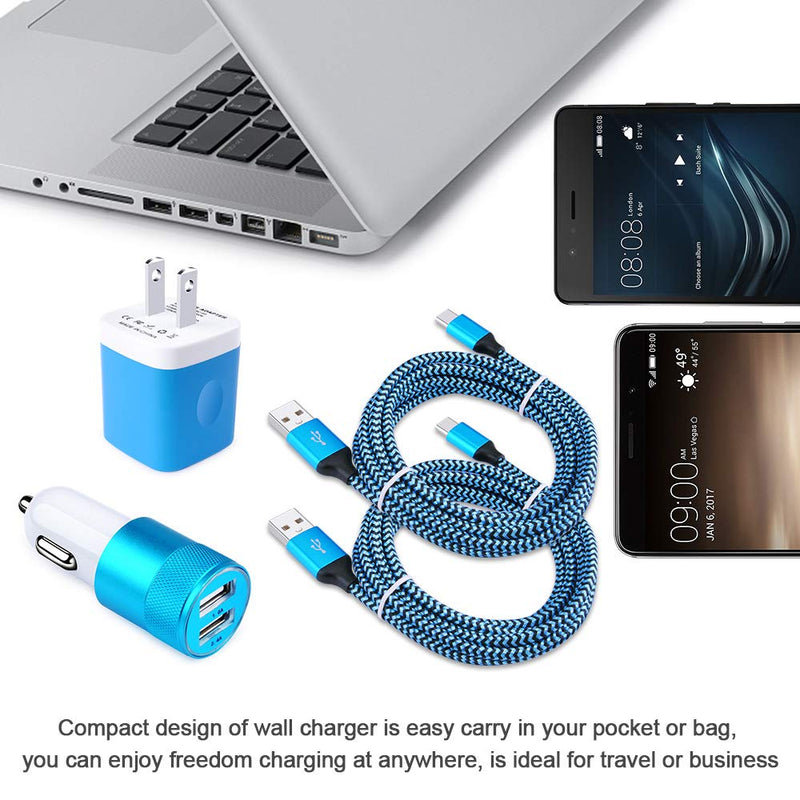 [Australia - AusPower] - Fast Car Phone Adapter, 3.4 A Car Plug C Charger Set for Samsung Galaxy A21,A11,A01,A42, A52,A20s,A30s,Note 10,S20 /S10 Pixel 5 4A XL LG Stylo 6,Wall Plug in Phone Charger+ 2PC 6 FT Cable Cords 