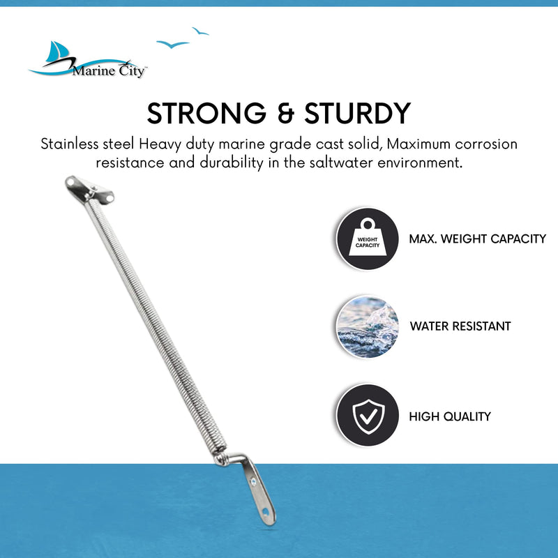 [Australia - AusPower] - MARINE CITY Stainless-Steel Strong & Sturdy Gloss Polished Finished Hatch Spring Adjuster with U-Bolt and L-Shape Plate 8-1/4 Inches for Lighter Door Cabinet Doors Window Hatches 