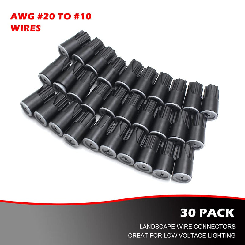[Australia - AusPower] - 30Pack Waterproof Wire Connectors, Grease Cap Outdoor Electrical Wire Connectors, Wire Nut for Outdoor Landscape Lighting (Black/Grey) 