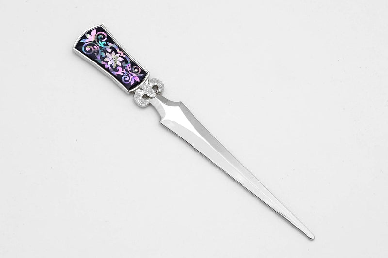 [Australia - AusPower] - Inlay with Mother of Pearl Metal Steel Office Knife Hand Cutter Blade Envelope Letter Opener (Arabesque New) 