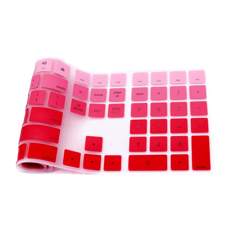 [Australia - AusPower] - WYGCH Ultra Thin Silicone Full Size Wireless Numeric Keyboard Cover Skin for Mac 2017 Latest Magic Keyboard with Numeric Keypad MQ052LL/A A1843 US Layout,Ombre Red Ombre Red 