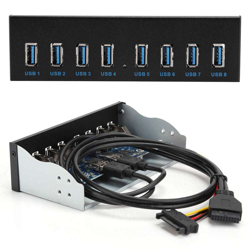 [Australia - AusPower] - USB3.0 8 Port HUB Optical Drive Panel 19PIN 8 Port Hub Optical Drive Extension Front Panel Adapter for PC Computer, Extension Drive Front Panel 