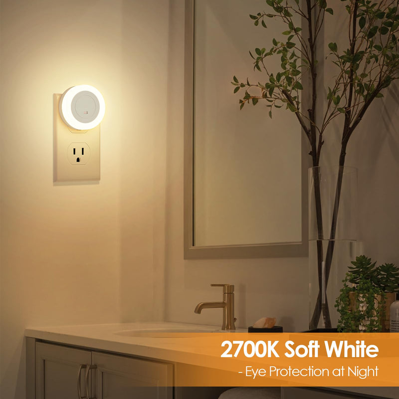 [Australia - AusPower] - FOLKSMATE LED Night Lights Plug in, Dimmable Nightlight Plug Into Wall with Light Sensor, Soft White Adjustable for Adults, Bedroom, Bathroom, 2-Pack 