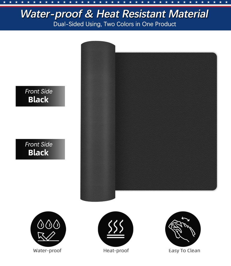 [Australia - AusPower] - Dual-Sided Desk Mat PU Leather Blotter Pad for Desktop on Top of Office Computer Laptop Writing Gaming Décor Accessories Table Topper Protector Under Keyboard Mousepad Pads Waterproof 24X36 Inch Black 24" X 36" Inch Black/Black 