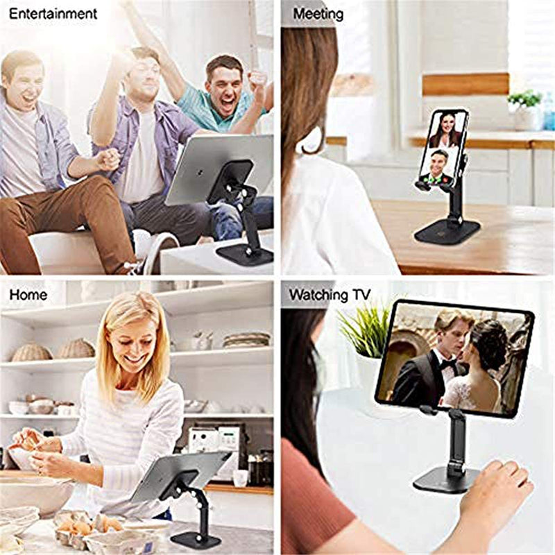 [Australia - AusPower] - OCYCLONE Cell Phone Stand, Angle Height Adjustable iPhone Stand for Desk, Foldable Cell Phone Holder iPad Tablet Stand Compatible with 4"-12.9" iPhone 11 12 13 Pro Max XR SE/iPad/Kindle/Tablet - Black 