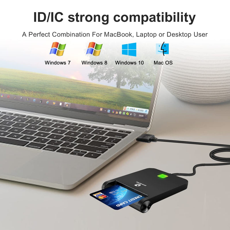 [Australia - AusPower] - ZOWEETEK CAC Reader Military, CAC Card Reader Military, Smart Card Reader Military, Compatible with Windows, Mac OS and Linux USB A 
