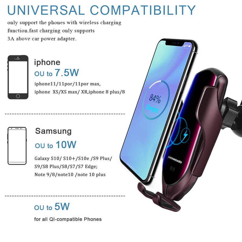 [Australia - AusPower] - Wireless Car Charger 10W Qi Fast Charging Auto-Clamping Phone Mount Air Vent Phone Holder Compatible with iPhone11/11Pro/11ProMax/XS/X/8/8+ Samsung S10/S10+/S9/S9+/S8/S8+/Note (R--Twilight) 