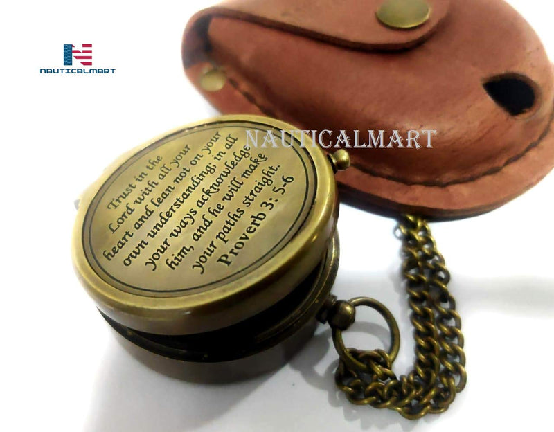 [Australia - AusPower] - Brass Compass Trust in The Lord with All Your Heart Engraved Compass, Proverbs 3: 5-16" Gifts, Confirmation Gift Ideas, Religious Gifts, Missionary Gifts 