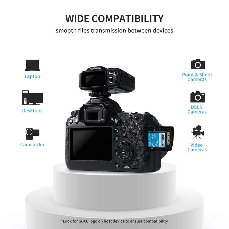 [Australia - AusPower] - Premium 64GB SDXC Card from MicroCenter, Class 10 SD Flash Memory Card UHS-I C10 U3 V30 4K UHD Video R/W Speed up to 80/35 MB/s for Cameras Computers Trail Cams (64GB) 