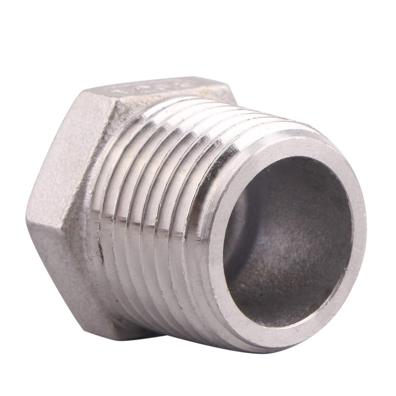 [Australia - AusPower] - DERPIPE Stainless Steel Reducer Hex Flush Bushing, 1/2" NPT Male 1/8" NPT Female ,Reducing Adapter Cast Pipe Fitting (pack of 2) 1/2" x 1/8" (Pack of 2) 